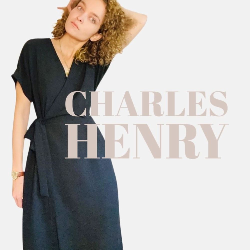 NWOT Charles Henry Black Wrap Midi Dress Size Medium